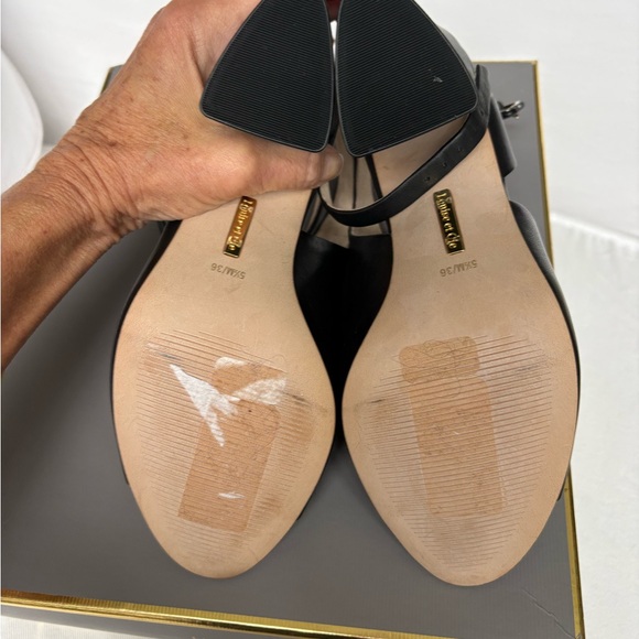 Louise et Cie Black Leather Peep-Toe Mules NWB - Picture 2 of 5